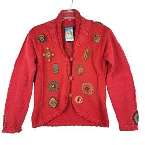 Newari Icelandic Design Made in Nepal Button Front Wool Cardigan Sweater Sz L/XL